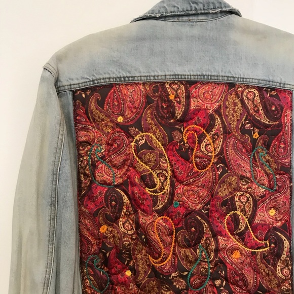 free people embroidered denim jacket